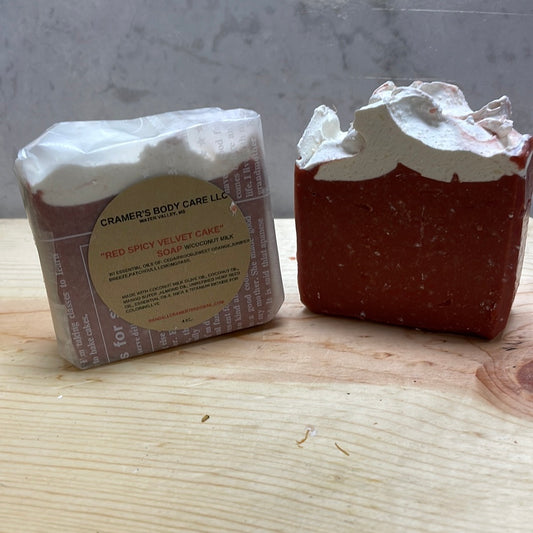 “Red Spicy Velvet Cake Soap w/coconut milk