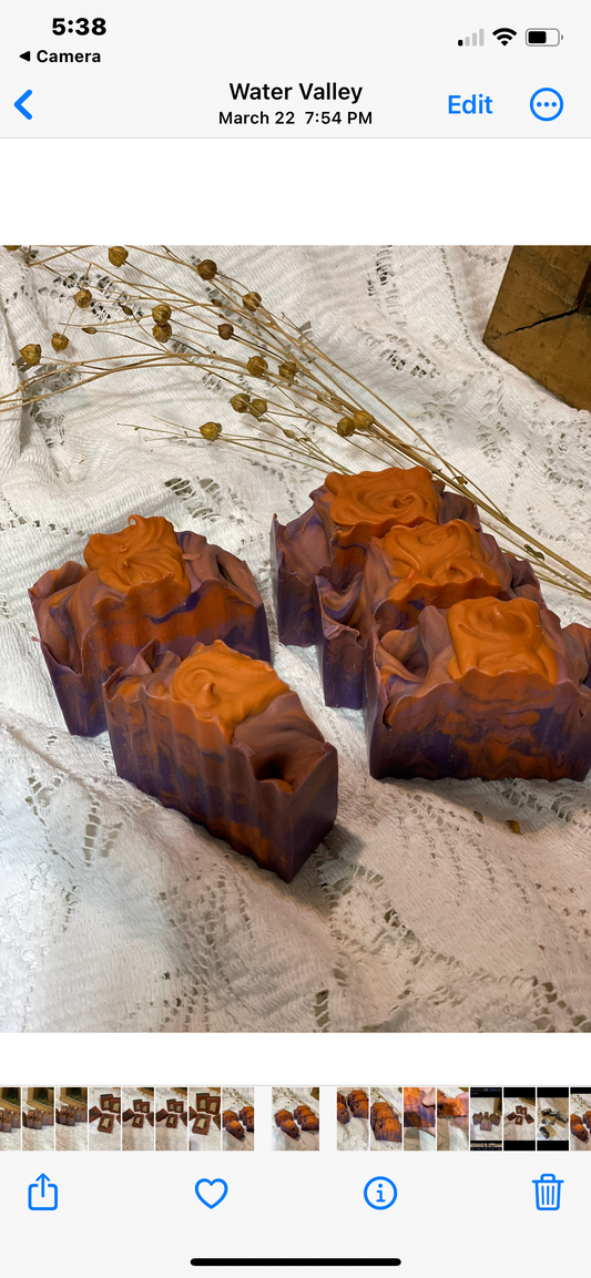 Homemade Soap LOVE Spell type of fragrance, "Purple meets Orange"